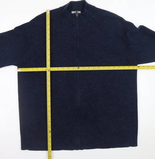 Mens UK Size 2XL Marks and Spencer Blue Full Zip Jumper