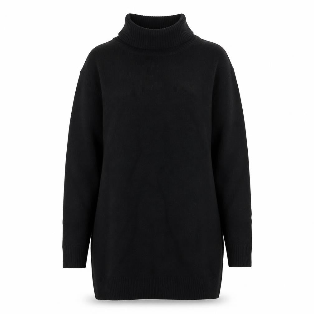 H by Halston Women Black Knit Roll Neck Long Sleeve Sweater Dress L