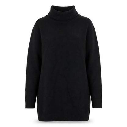 H by Halston Women Black Knit Roll Neck Long Sleeve Sweater Dress L