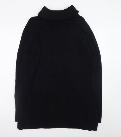 H by Halston Women Black Knit Roll Neck Long Sleeve Sweater Dress L