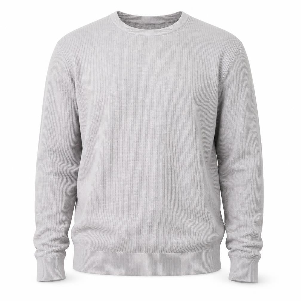 Kin Men Grey Waffle Knit Crew Neck Pullover Jumper Size L