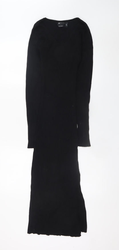 ASOS DESIGN Women’s Black Size 8 Bodycon Knit Midi Dress
