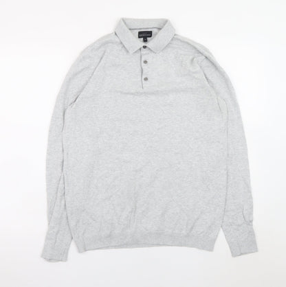 Next Men’s Grey Cotton Blend Long Sleeve Collared Button-Up Shirt Medium