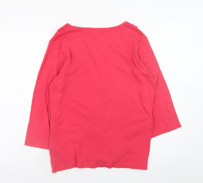 Soon Women’s Pink Floral 3/4 Sleeve Cotton Tunic Blouse Size 16