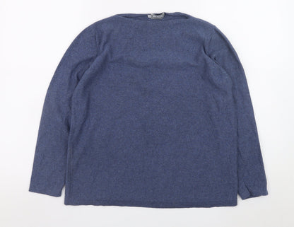 WALL Women's Blue Wool Boat Neck Pullover Jumper Size S