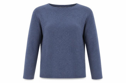 WALL Women's Blue Wool Boat Neck Pullover Jumper Size S
