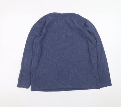 WALL Women's Blue Wool Boat Neck Pullover Jumper Size S