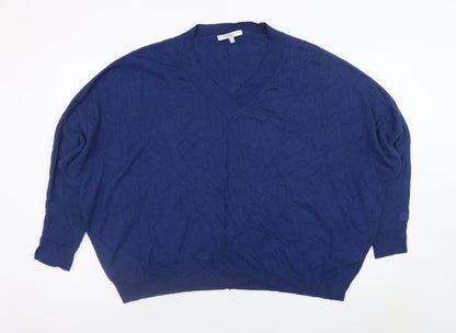 Next Women’s Blue V-Neck Relaxed Pullover Jumper Size L