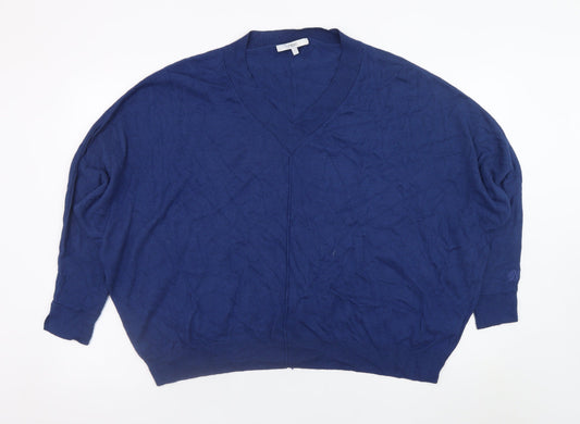 Next Women’s Blue V-Neck Relaxed Pullover Jumper Size L