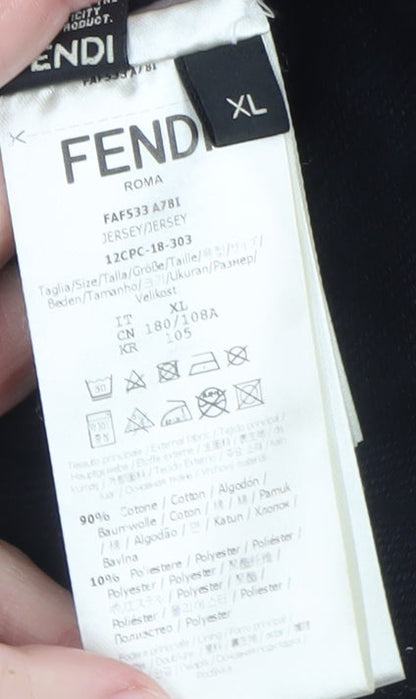 Mens UK Size XL Fendi Black Full Zip Hoodie