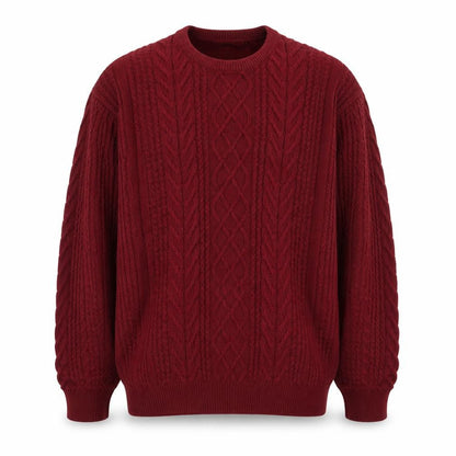 Jacamo Men's Red 2XL Cable-Knit Cotton Crew Neck Jumper