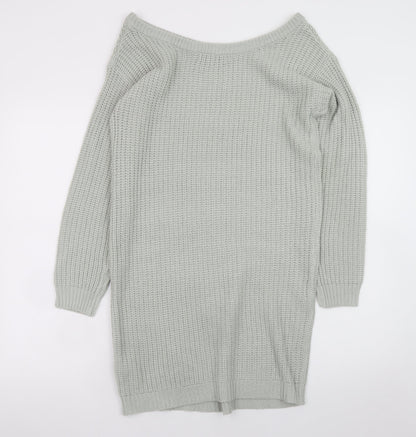 Missguided Women’s Grey Knit Jumper Dress UK 6 Long Sleeve