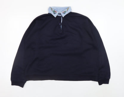 Womens UK Size L Amundsen Blue Henley Jumper