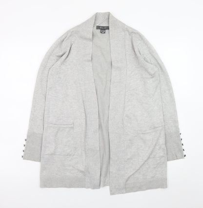 Primark Women Grey Knit Cardigan S Long Sleeve Open Front