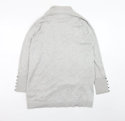 Primark Women Grey Knit Cardigan S Long Sleeve Open Front
