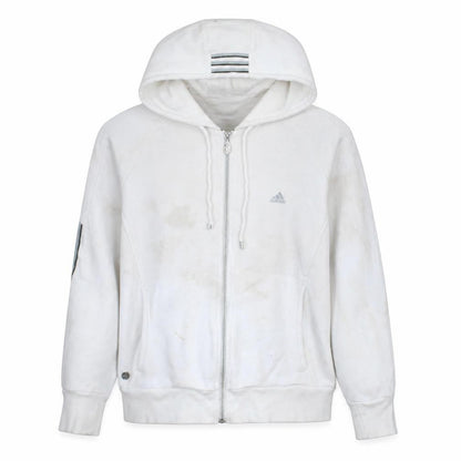 Front view of Adidas Women White Full Zip Hoodie, size 16, Logo Sportswear