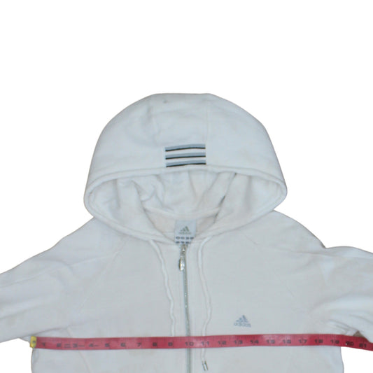 Womens UK Size 16 adidas White Full Zip Hoodie