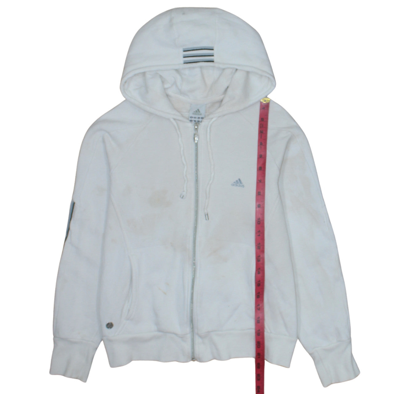 Womens UK Size 16 adidas White Full Zip Hoodie