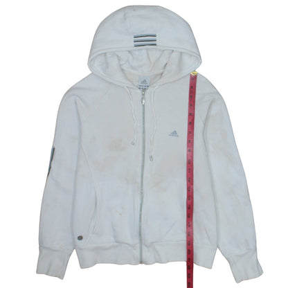 Womens UK Size 16 adidas White Full Zip Hoodie