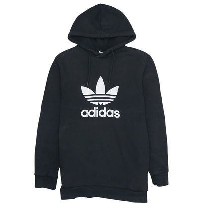 Adidas Boys Black Hoodie L Pullover Graphic Print Trefoil Logo Sweatshirt