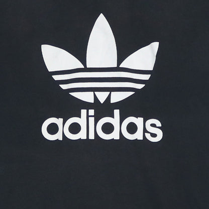 Adidas Boys Black Hoodie L Pullover Graphic Print Trefoil Logo Sweatshirt