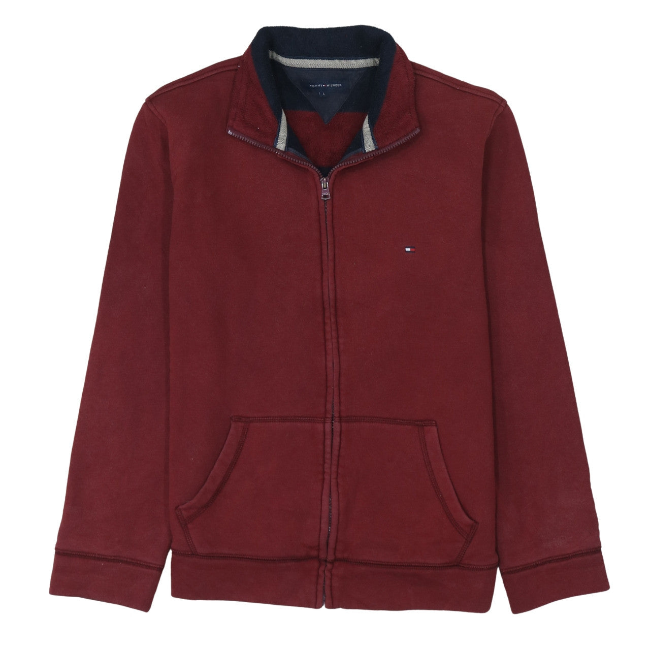 Mens UK Size L Tommy Hilfiger Red Full Zip Sweatshirt