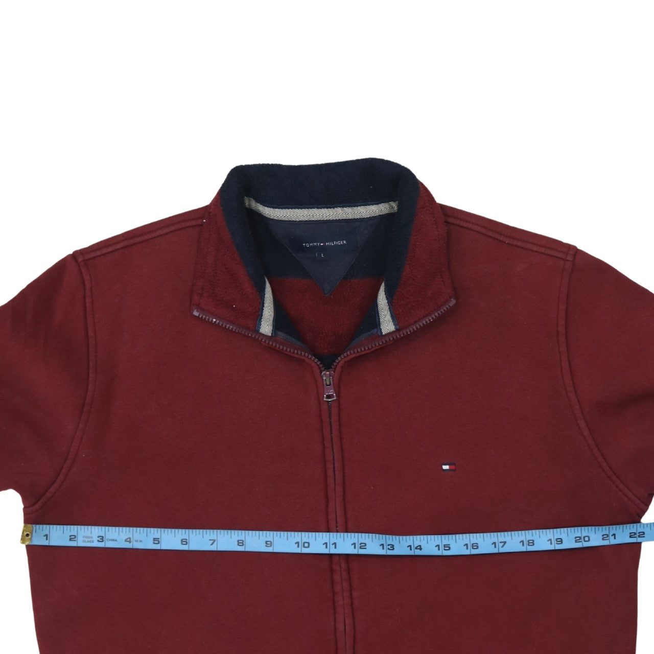 Mens UK Size L Tommy Hilfiger Red Full Zip Sweatshirt