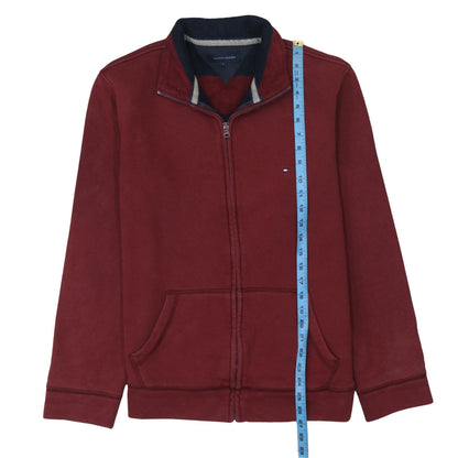 Mens UK Size L Tommy Hilfiger Red Full Zip Sweatshirt