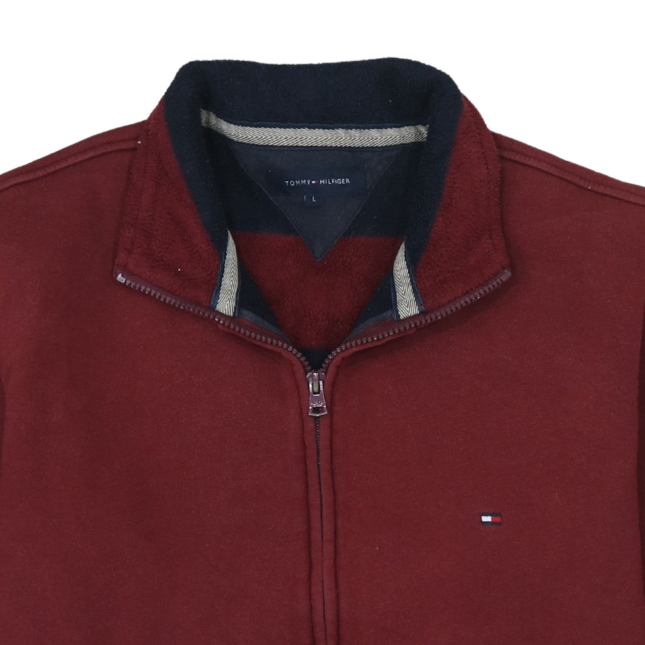 Mens UK Size L Tommy Hilfiger Red Full Zip Sweatshirt