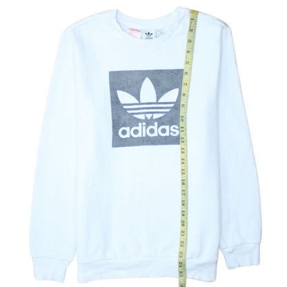 Adidas Boys White Crew Neck Pullover Sweatshirt 13-14 Years Logo Fleece