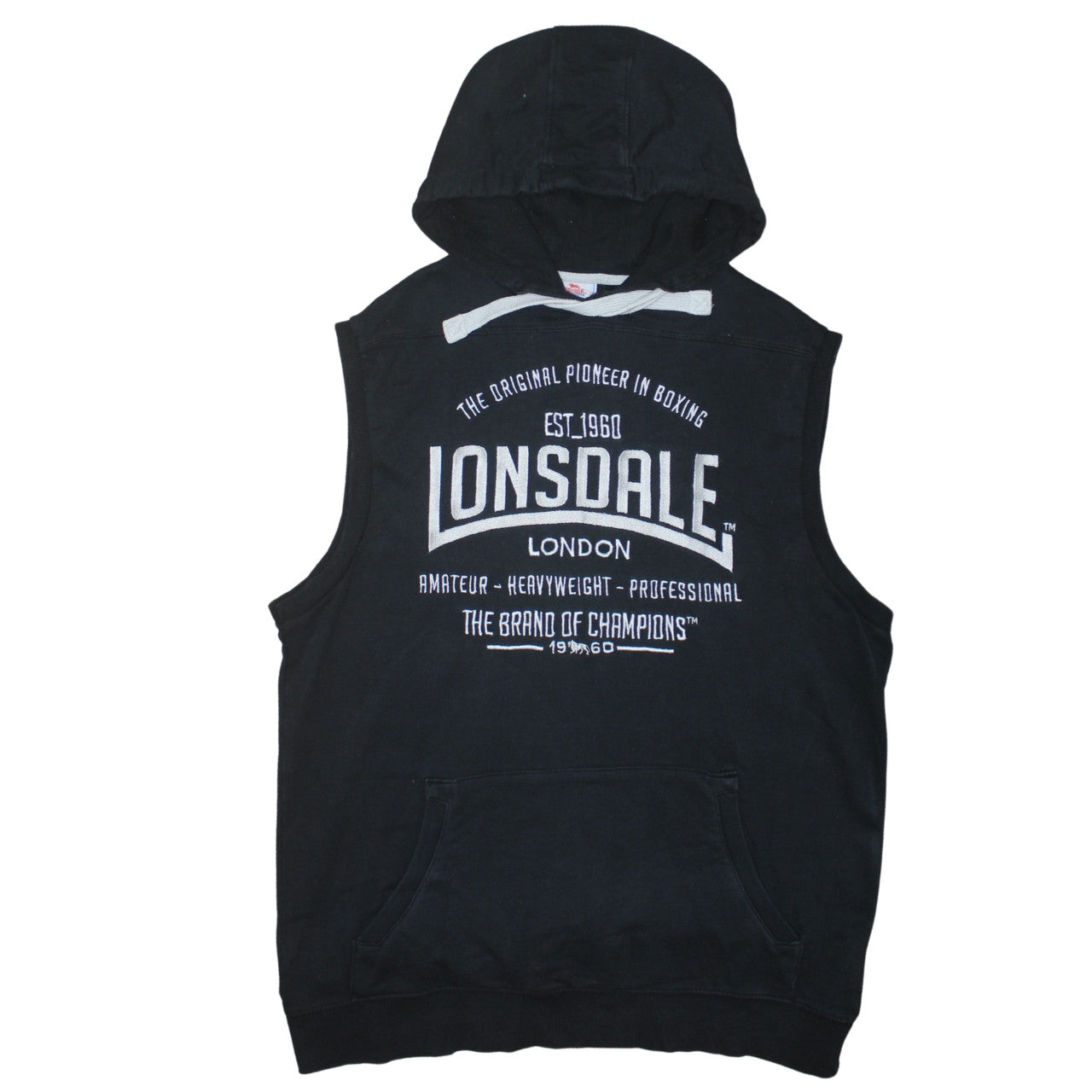 Mens UK Size L Lonsdale Black Vest Hoodie