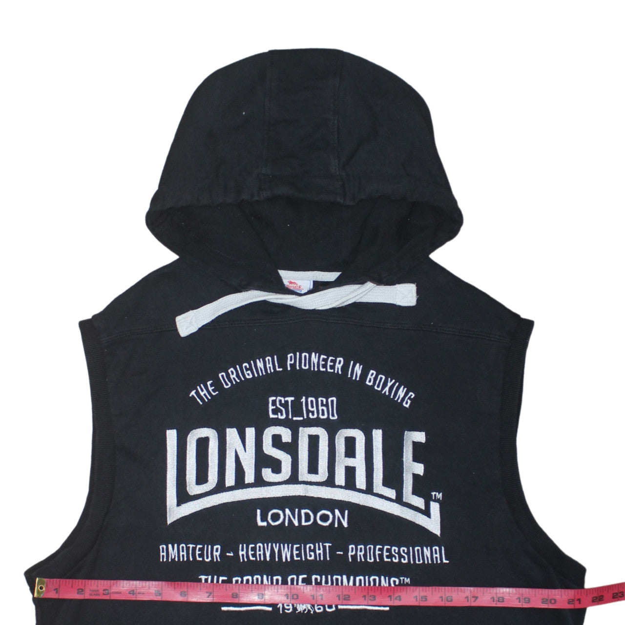 Mens UK Size L Lonsdale Black Vest Hoodie