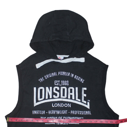 Mens UK Size L Lonsdale Black Vest Hoodie