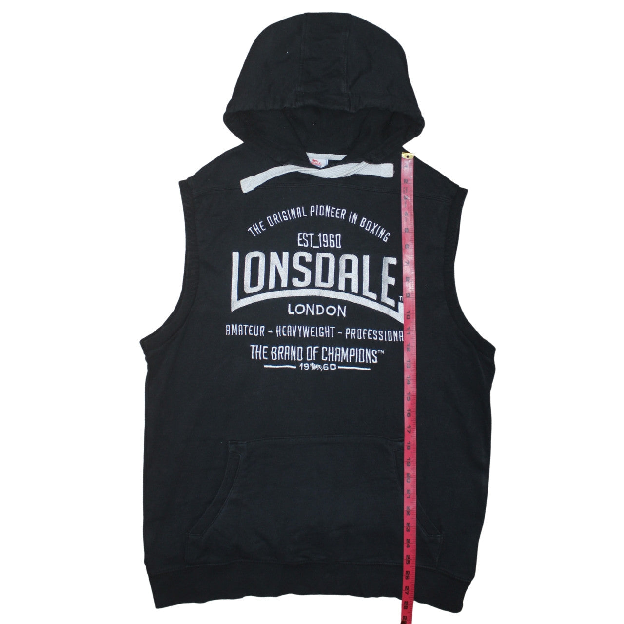 Mens UK Size L Lonsdale Black Vest Hoodie