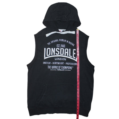 Mens UK Size L Lonsdale Black Vest Hoodie