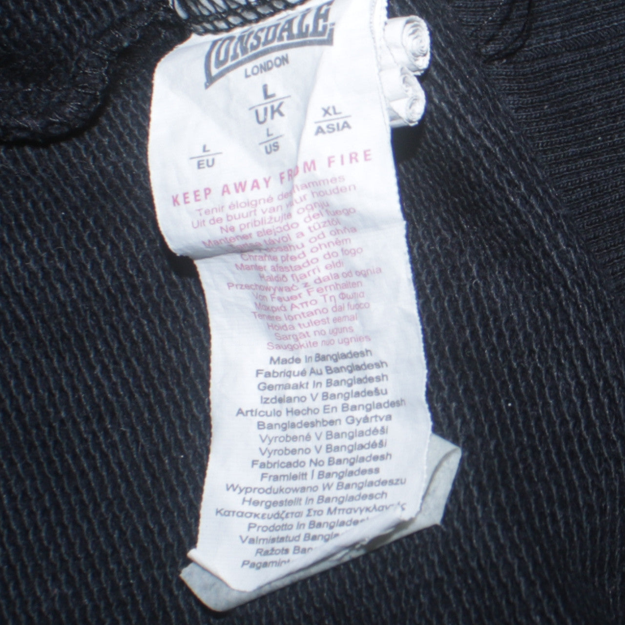 Mens UK Size L Lonsdale Black Vest Hoodie