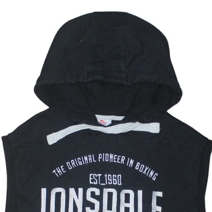Mens UK Size L Lonsdale Black Vest Hoodie