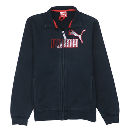 Puma Boys Black Track Jacket Size 12 Years Full Zip Cotton Blend