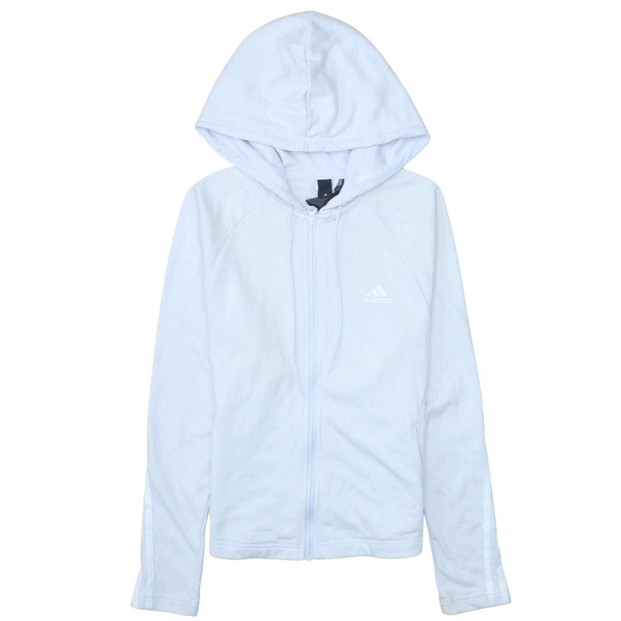 Womens UK Size S adidas White Full Zip Hoodie