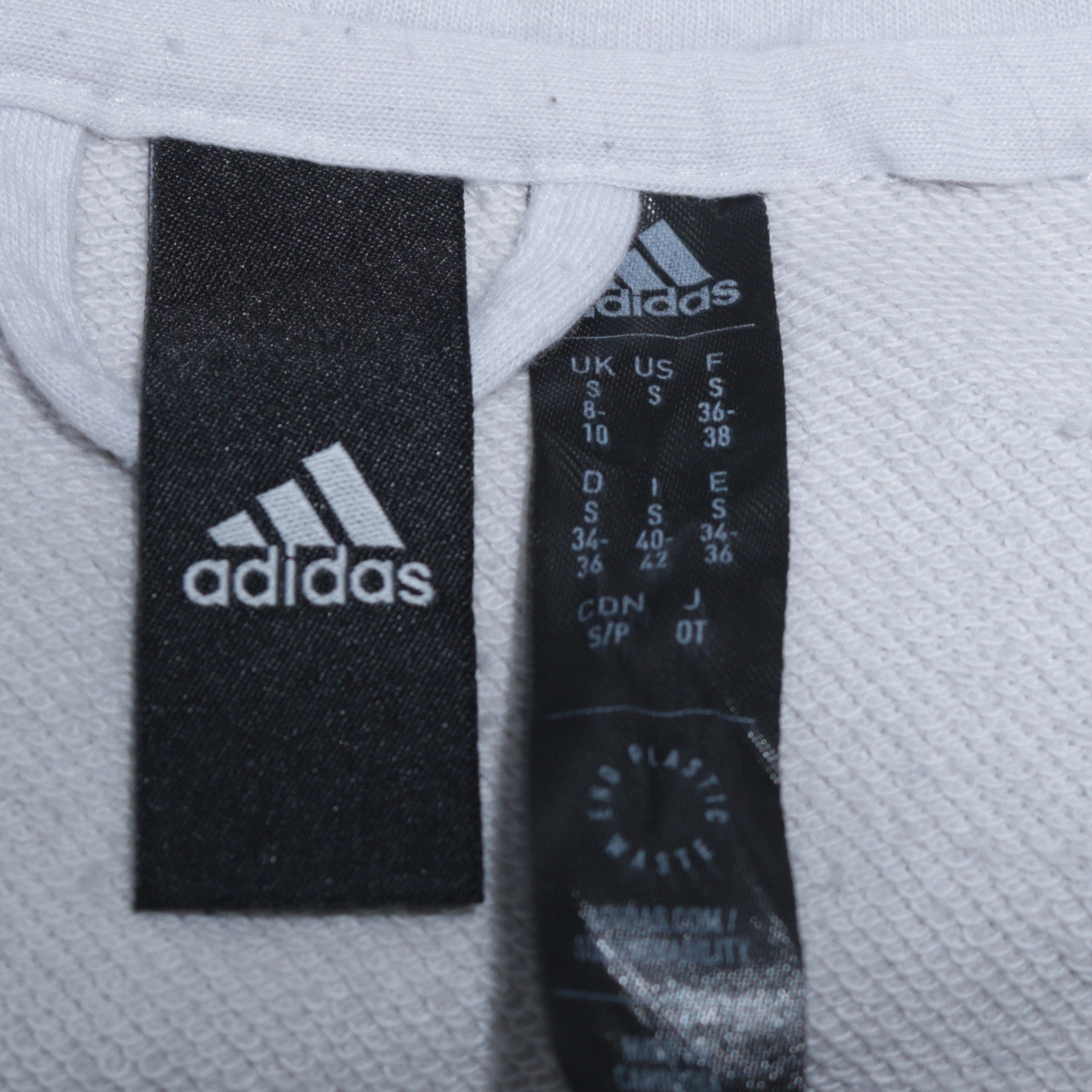 Womens UK Size S adidas White Full Zip Hoodie