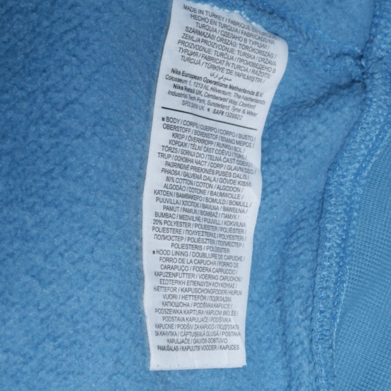 Mens UK Size S Nike Blue Pullover Hoodie