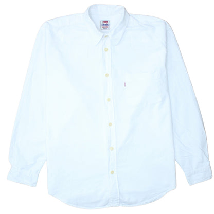 Levi's Men's White Regular Fit Long Sleeve Cotton Button-Up Shirt L