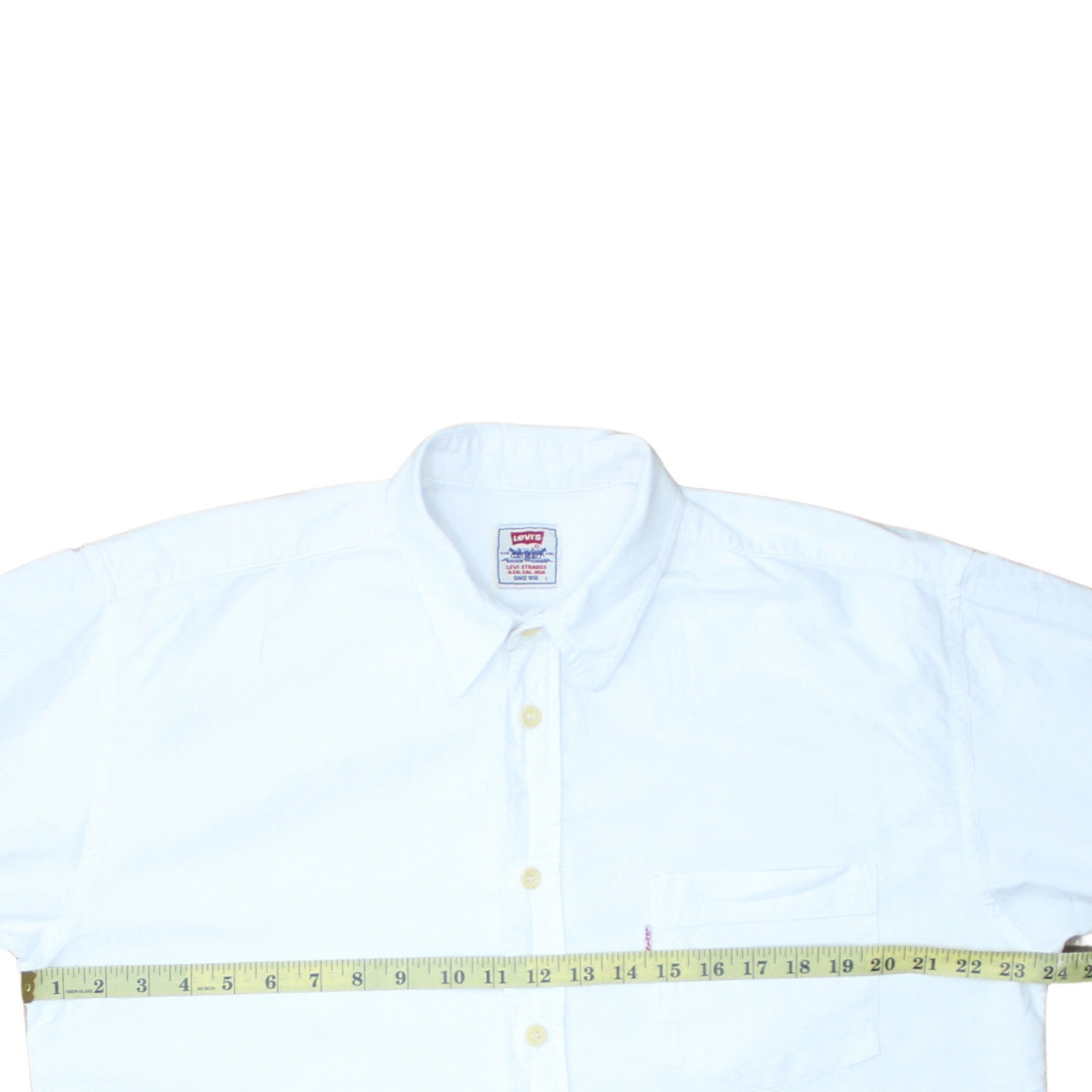 Levi's Men's White Regular Fit Long Sleeve Cotton Button-Up Shirt L