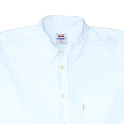 Levi's Men's White Regular Fit Long Sleeve Cotton Button-Up Shirt L