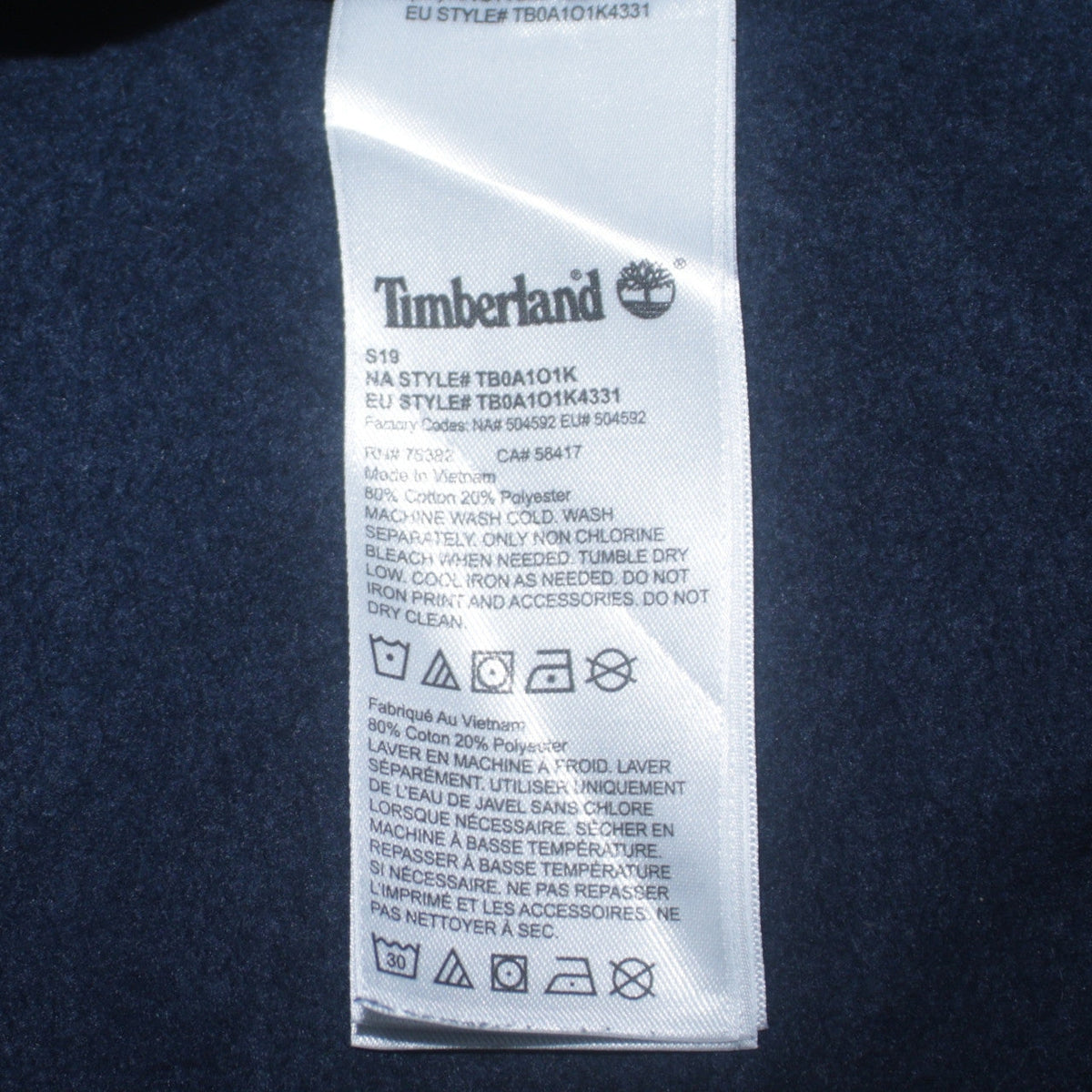Mens UK Size L Timberland Blue Pullover Sweatshirt