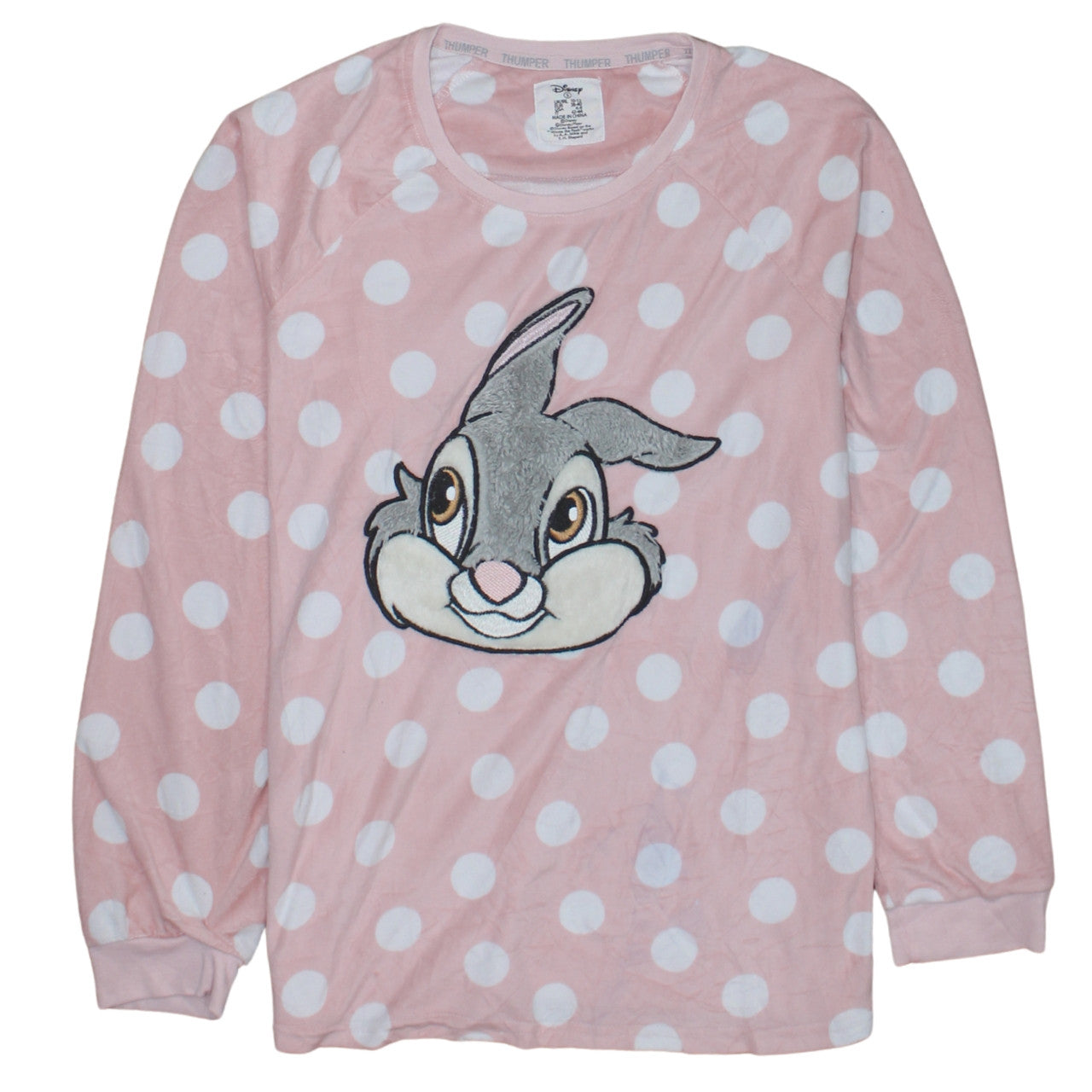Disney Women Pink Polka Dot Thumper Fleece Nightshirt Size 10-12