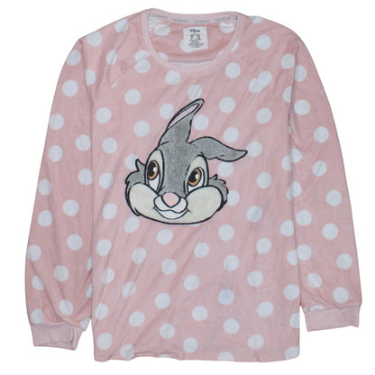 Disney Women Pink Polka Dot Thumper Fleece Nightshirt Size 10-12