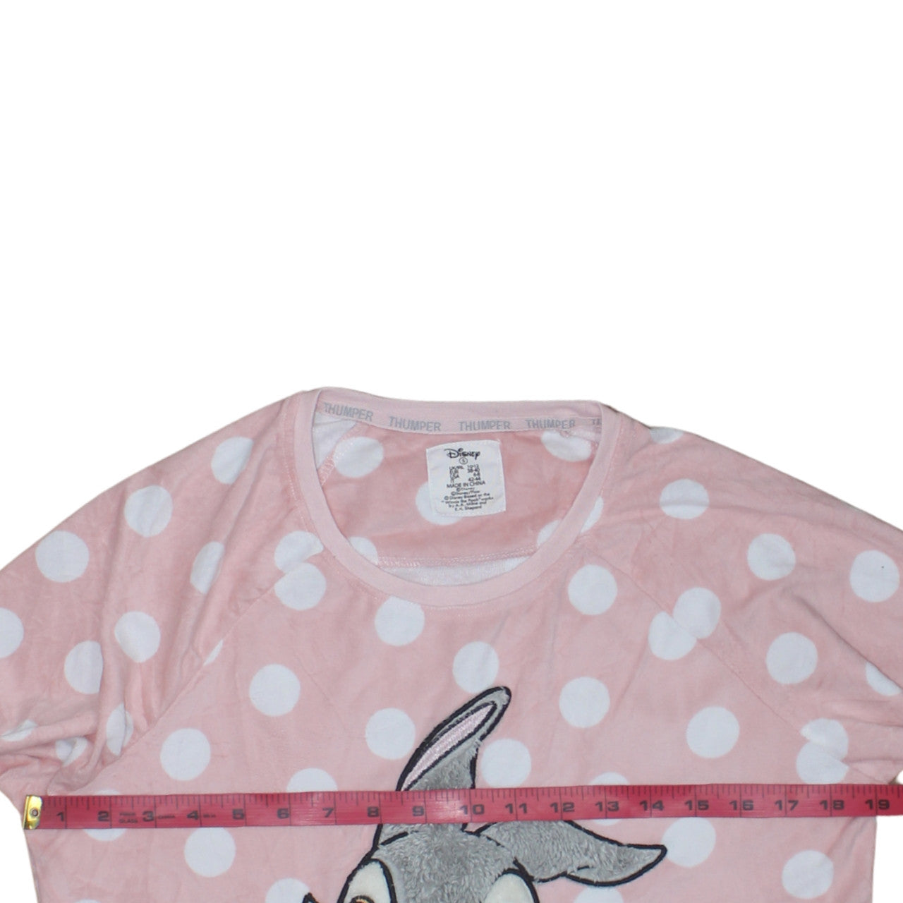 Disney Women Pink Polka Dot Thumper Fleece Nightshirt Size 10-12