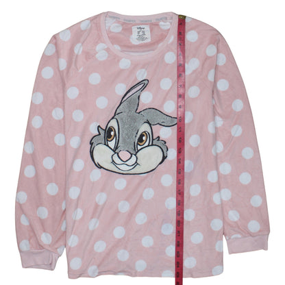 Disney Women Pink Polka Dot Thumper Fleece Nightshirt Size 10-12