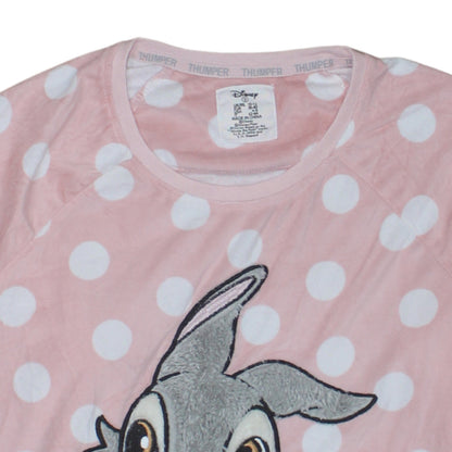 Disney Women Pink Polka Dot Thumper Fleece Nightshirt Size 10-12